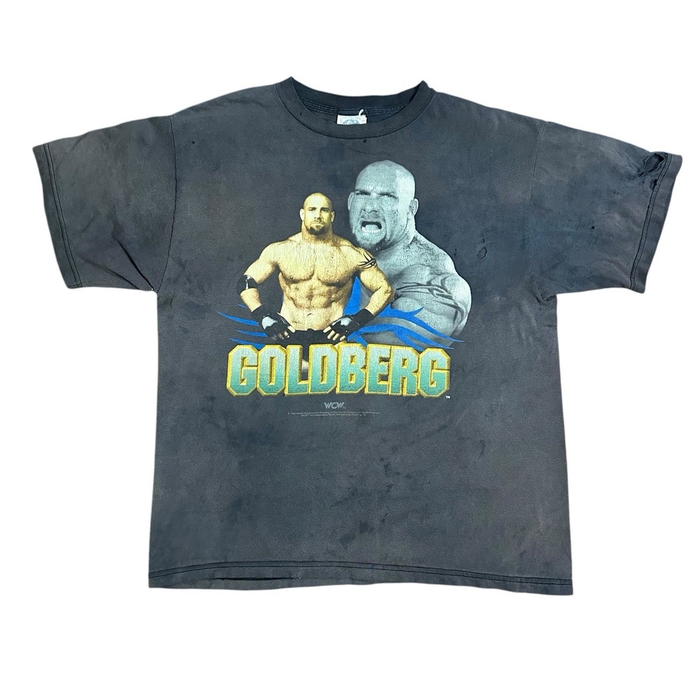 Vintage 1998 Goldberg WCW Shirt Size XL Double Sided Distressed‎ Faded Holes